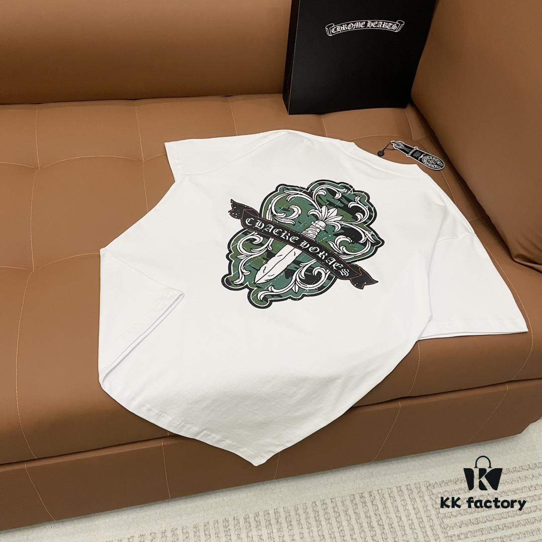6931a395ccd8ab3d7af97d59 CH➡️ Chrome Hearts 25SS Spring New Arrival Sanskrit 3D Embroidery Logo Heavyweight Washed Short Sleeve Round Neck T-Shirt Unisex