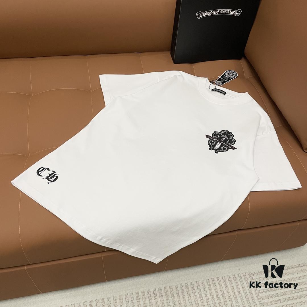 6931a395ccd8ab3d7af97d60 CH➡️ Chrome Hearts 25SS Spring New Arrival Sanskrit 3D Embroidery Logo Heavyweight Washed Short Sleeve Round Neck T-Shirt Unisex