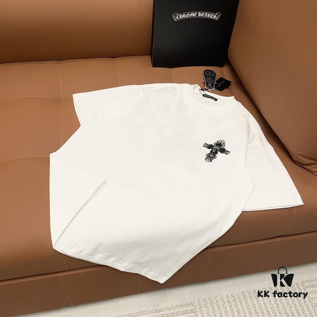 6931a398ccd8ab3d7af97d8b CH➡️ Chrome Hearts Heavyweight Embroidered Logo Short Sleeve Round Neck T-Shirt Unisex
