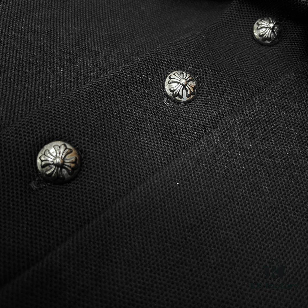 6931a39accd8ab3d7af97db5 Chrome Hearts Style Sanskrit Cross Heavy Hardware Polo Shirt