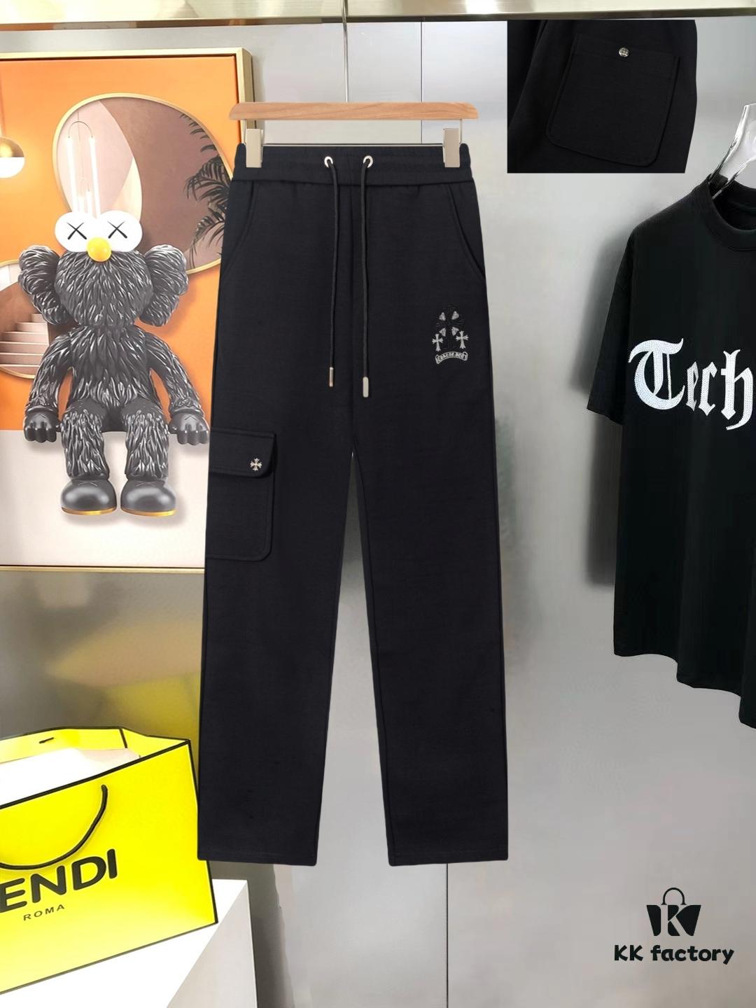 6931a3c7ccd8ab3d7af9803e Chrome Hearts New Men's Original Stock Casual Pants, Sweatpants, High-End Custom Fashion Versatile Style with 3D Embroidered Logo, Premium Imported 100% Cotton Knit Fabric and Metal Trims