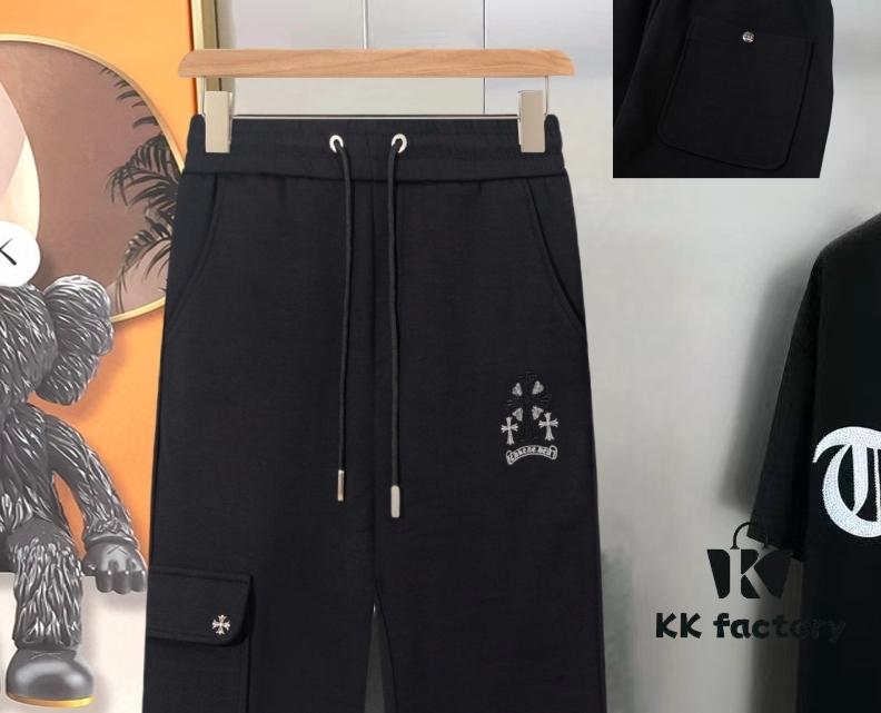 6931a3c7ccd8ab3d7af98040 Chrome Hearts New Men's Original Stock Casual Pants, Sweatpants, High-End Custom Fashion Versatile Style with 3D Embroidered Logo, Premium Imported 100% Cotton Knit Fabric and Metal Trims