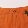 6931a3c9ccd8ab3d7af98064 Chrome Hearts & Croc Heart Art Basel Orange Flared Jeans with Cross Design