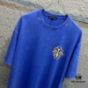 CH* Chrome Hearts* 2025 Spring/Summer New Arrival Distressed Snow Wash Vintage Round Neck Short Sleeve T-Shirt with Chest and Back Logo, Front and Back Cross and Horseshoe Print, Custom Fabric Unisex Tee