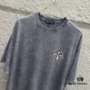 6931a3cfccd8ab3d7af980cf CH* Chrome Hearts* 2025 Spring/Summer New Arrival Distressed Vintage Round-Neck Short-Sleeve T-Shirt with Front and Back Logo, Cross and Horseshoe Print, Custom Fabric Unisex Tee