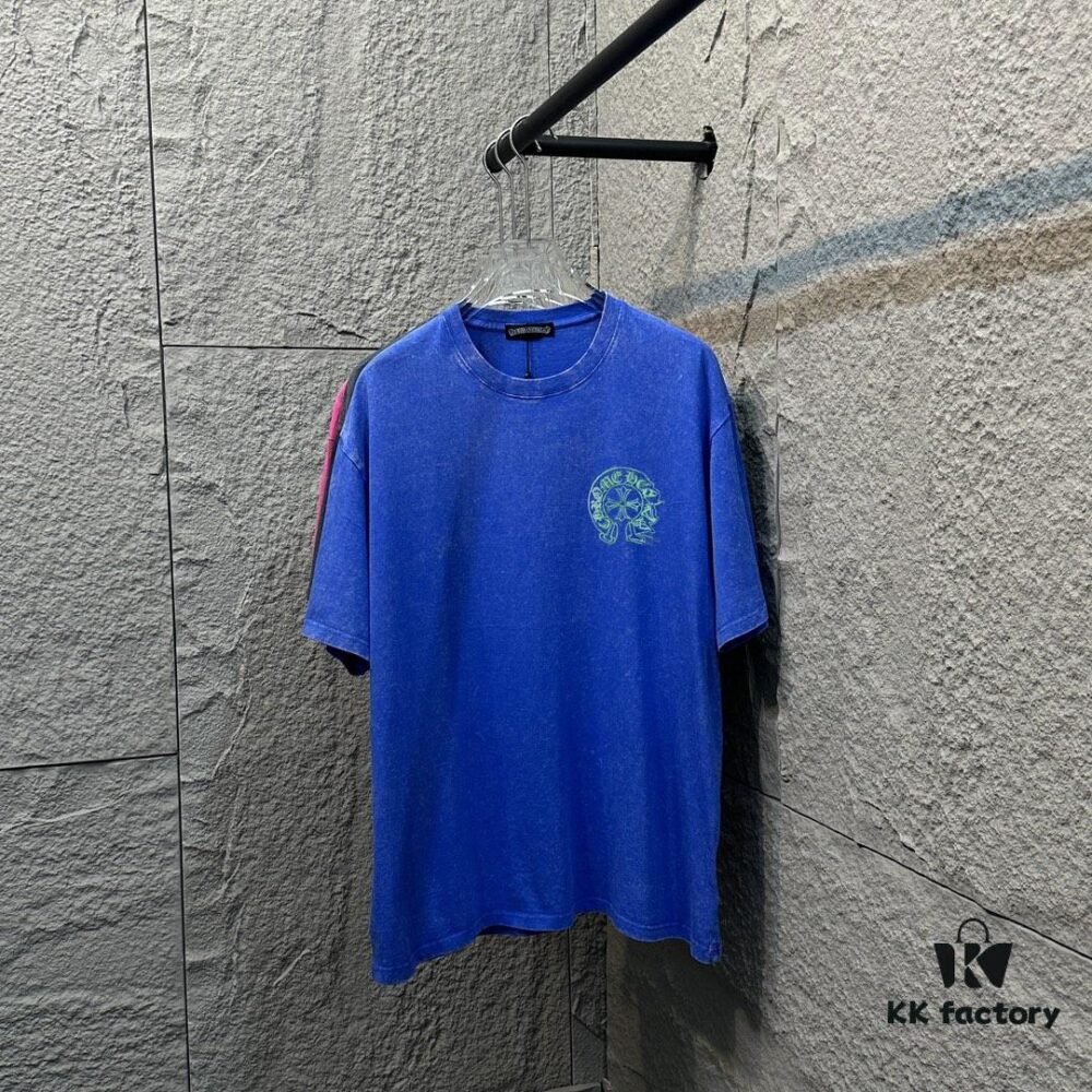 6931a3d2ccd8ab3d7af98104 CH* Chrome Hearts* 2025 Spring and Summer New Arrival Distressed Snowflake Wash Vintage Round Neck Short Sleeve T-Shirt with Chest and Back Logo, Horseshoe Print, Custom Fabric Unisex Tee
