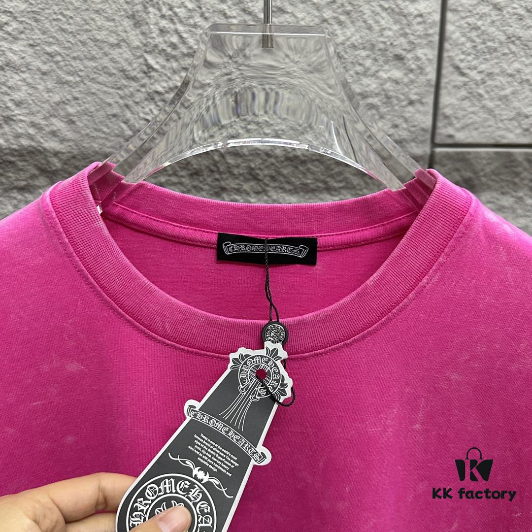 6931a3d3ccd8ab3d7af9811a CH* Chrome Hearts* 2025 Spring/Summer New Arrival Distressed Snowflake Wash Vintage Round Neck Short Sleeve T-Shirt with Chest and Back Logo, Horseshoe Print, Custom Fabric Unisex Tee