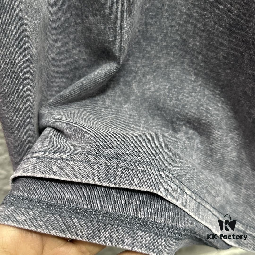 6931a3d4ccd8ab3d7af9812e CH Chrome Hearts* 2025 Spring and Summer New Arrival Distressed Snowflake Wash Vintage Round Neck Short Sleeve T-Shirt with Chest Logo and Horseshoe Print, Custom Fabric Unisex Tee