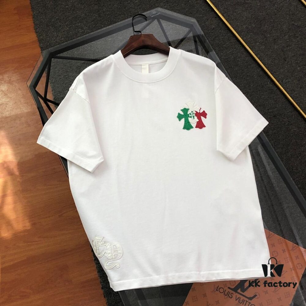 6931a3d6ccd8ab3d7af98155 Chrome Hearts 2025 New Heavy Washed Leather Patch Embroidered Short Sleeve T-Shirt △ Original Fabric △ High Version △ Premium Quality Influencer and Celebrity Style △ 320g Heavy Garment Wash Embroidery with Horse Hoof Cross Graffiti Print △ Fully Labeled Unisex Tee Must-Have Versatile Design △ Colors: Black, White, Khaki