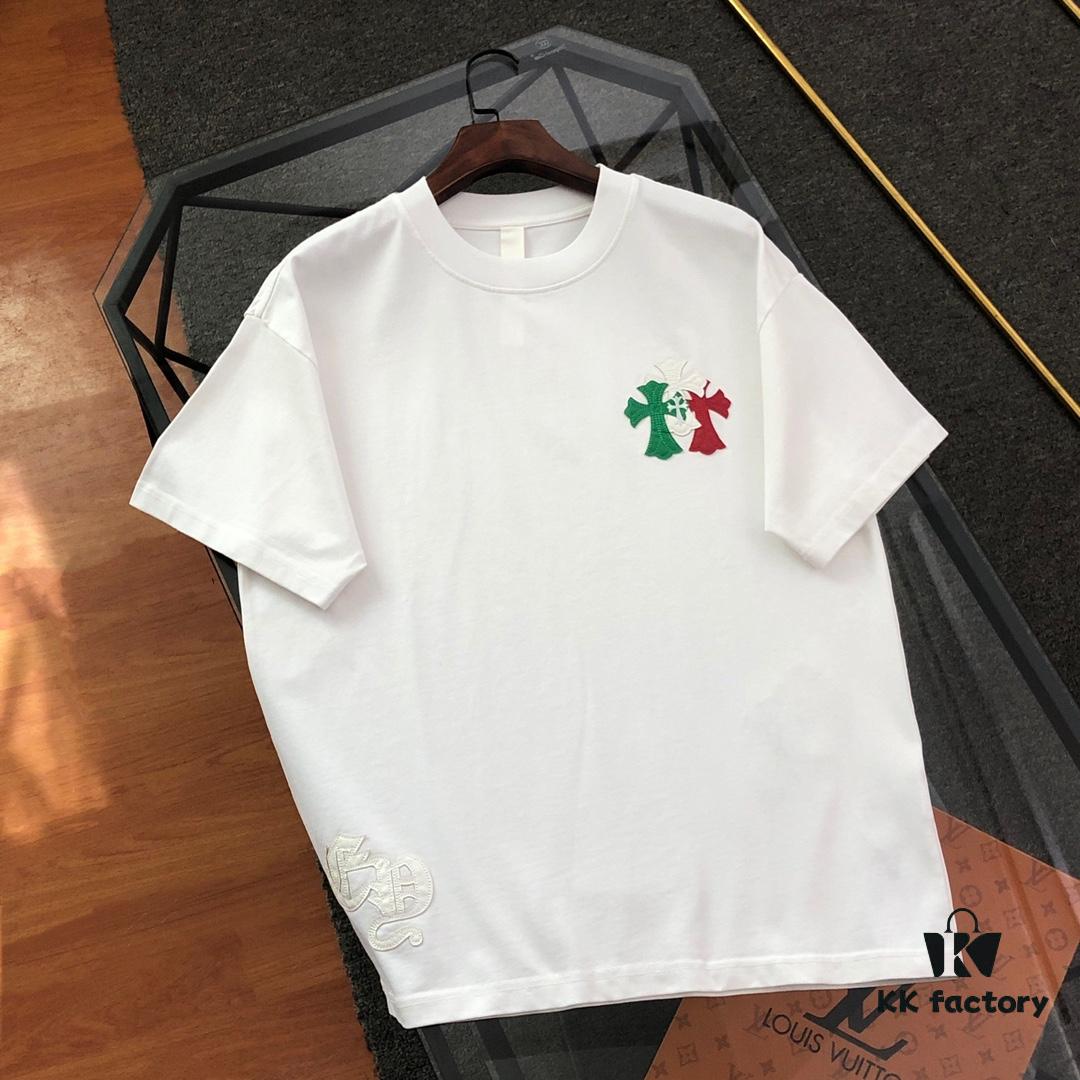 6931a3d6ccd8ab3d7af98155 Chrome Hearts 2025 New Heavy Washed Leather Patch Embroidered Short Sleeve T-Shirt △ Original Fabric △ High Version △ Premium Quality Influencer and Celebrity Style △ 320g Heavy Garment Wash Embroidery with Horse Hoof Cross Graffiti Print △ Fully Labeled Unisex Tee Must-Have Versatile Design △ Colors: Black, White, Khaki