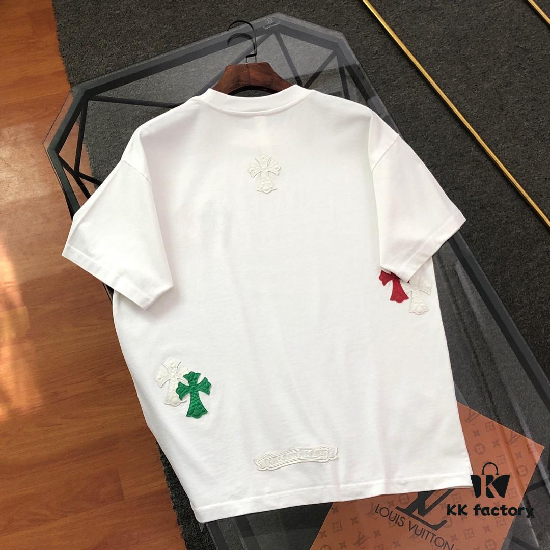 6931a3d6ccd8ab3d7af98156 Chrome Hearts 2025 New Heavy Washed Leather Patch Embroidered Short Sleeve T-Shirt △ Original Fabric △ High Version △ Premium Quality Influencer and Celebrity Style △ 320g Heavy Garment Wash Embroidery with Horse Hoof Cross Graffiti Print △ Fully Labeled Unisex Tee Must-Have Versatile Design △ Colors: Black, White, Khaki