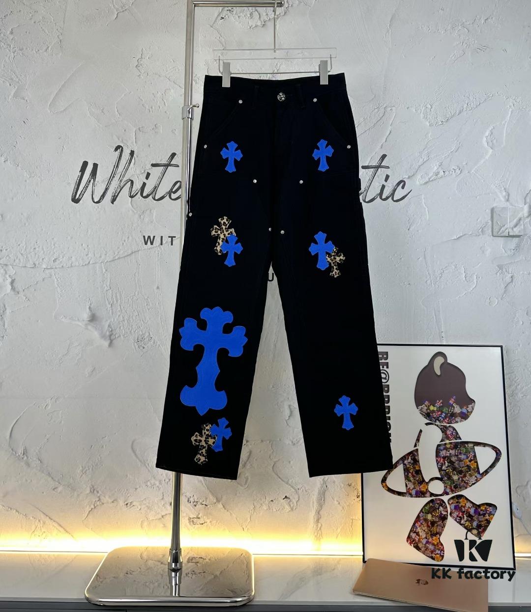 Chrome Hearts | Crocodile Heart Top-Quality Bull Denim F&F Exclusive 1of1 Carhartt Base Blue Patchwork Jeans