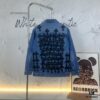 6931a3e1ccd8ab3d7af98226 Chrome Hearts Couple's Heavy Washed Denim Jacket with Leather Back Panel and Full Logo Embellishment
