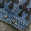6931a3e2ccd8ab3d7af9822d Chrome Hearts Couple's Heavy Washed Denim Jacket with Leather Back Panel and Full Logo Embellishment