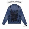 6931a3e2ccd8ab3d7af98230 Chrome Hearts Couple's Heavy Washed Denim Jacket with Leather Back Panel and Full Logo Design