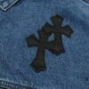 6931a3e2ccd8ab3d7af98233 Chrome Hearts Couple's Heavy Washed Denim Jacket with Leather Back Panel and Full Logo Design