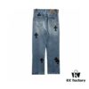 6931a3e4ccd8ab3d7af9824f Chrome Hearts Graffiti Patchwork Monster Denim Jeans with Large Silver Buckle (Top Version)