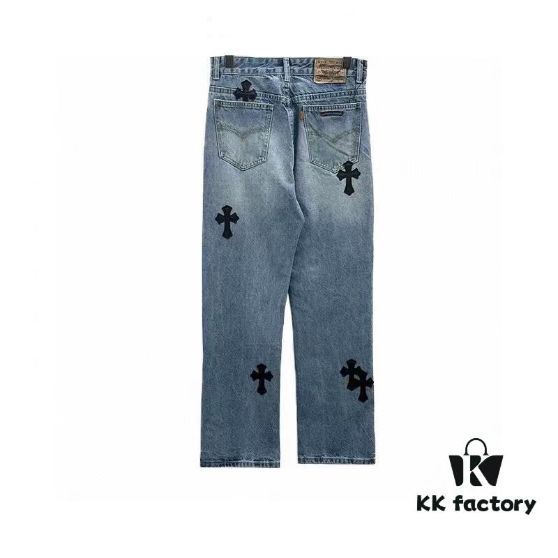 6931a3e4ccd8ab3d7af9824f Chrome Hearts Graffiti Patchwork Monster Denim Jeans with Large Silver Buckle (Top Version)