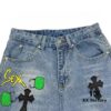6931a3e4ccd8ab3d7af98250 Chrome Hearts Graffiti Patchwork Monster Denim Jeans with Large Silver Buckle (Top Version)