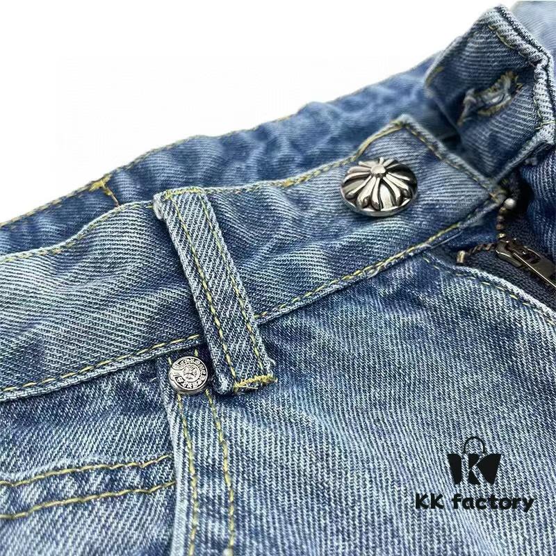 6931a3e4ccd8ab3d7af98251 Chrome Hearts Graffiti Patchwork Monster Denim Jeans with Large Silver Buckle (Top Version)