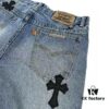 6931a3e4ccd8ab3d7af98255 Chrome Hearts Graffiti Patchwork Monster Denim Jeans with Large Silver Buckle (Top Version)