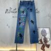 6931a3e4ccd8ab3d7af98257 Chrome Hearts Graffiti Appliqué Monster Print Denim Jeans with Large Silver Buckle (Top Version)