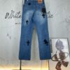 6931a3e4ccd8ab3d7af98258 Chrome Hearts Graffiti Appliqué Monster Print Denim Jeans with Large Silver Buckle (Top Version)