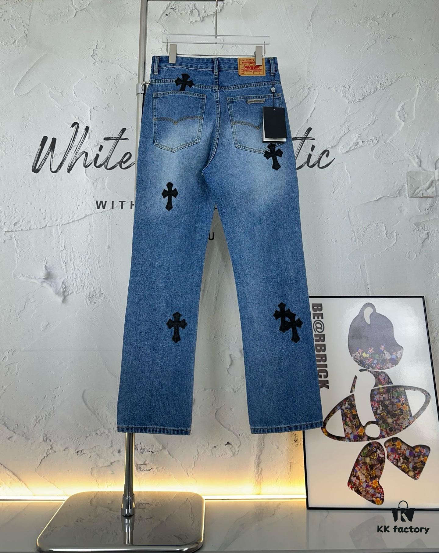 6931a3e4ccd8ab3d7af98258 Chrome Hearts Graffiti Appliqué Monster Print Denim Jeans with Large Silver Buckle (Top Version)