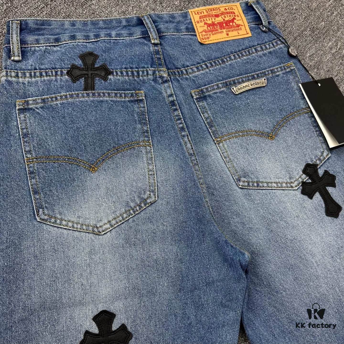 6931a3e4ccd8ab3d7af9825a Chrome Hearts Graffiti Appliqué Monster Print Denim Jeans with Large Silver Buckle (Top Version)