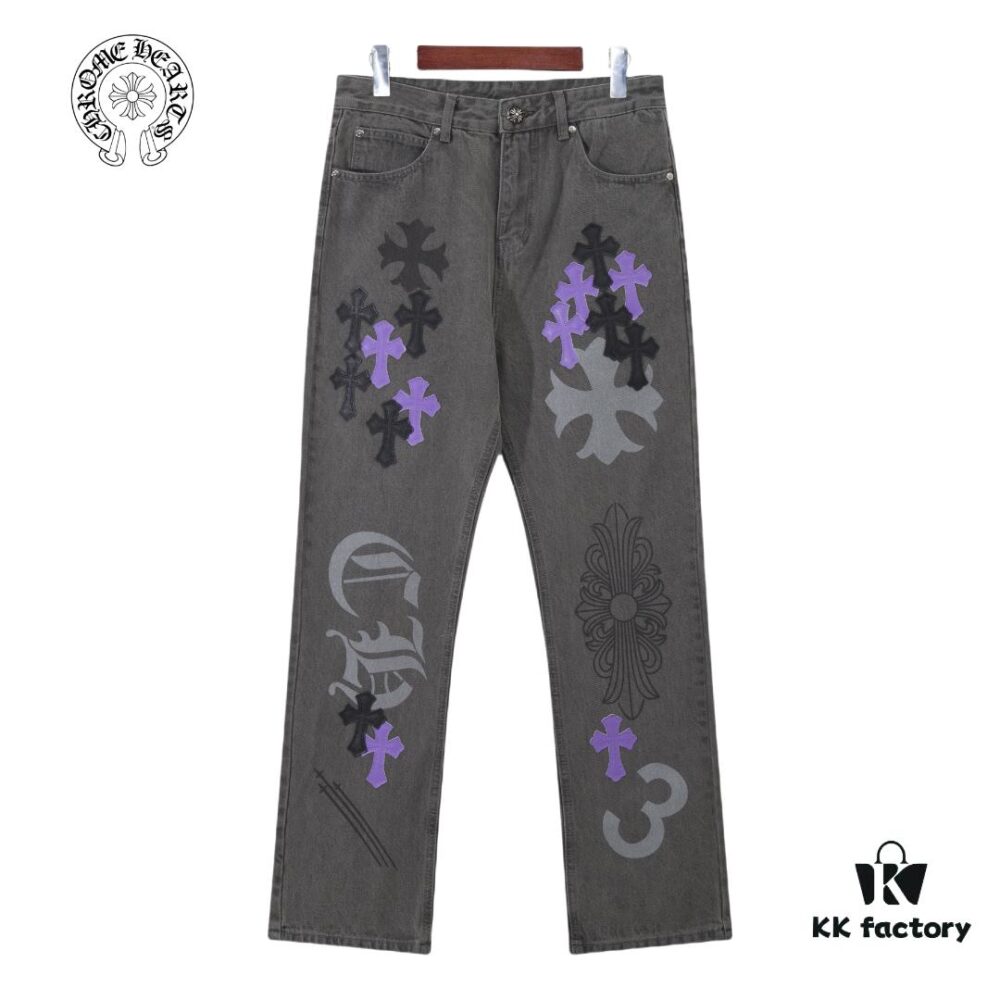 6931a3e5ccd8ab3d7af98260 Chrome Hearts Official Exclusive Graffiti Painted Purple Bull Denim Jeans