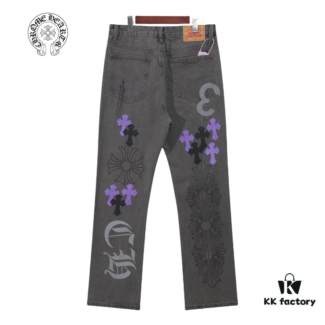 6931a3e5ccd8ab3d7af98261 Chrome Hearts Official Exclusive Graffiti Painted Purple Bull Denim Jeans