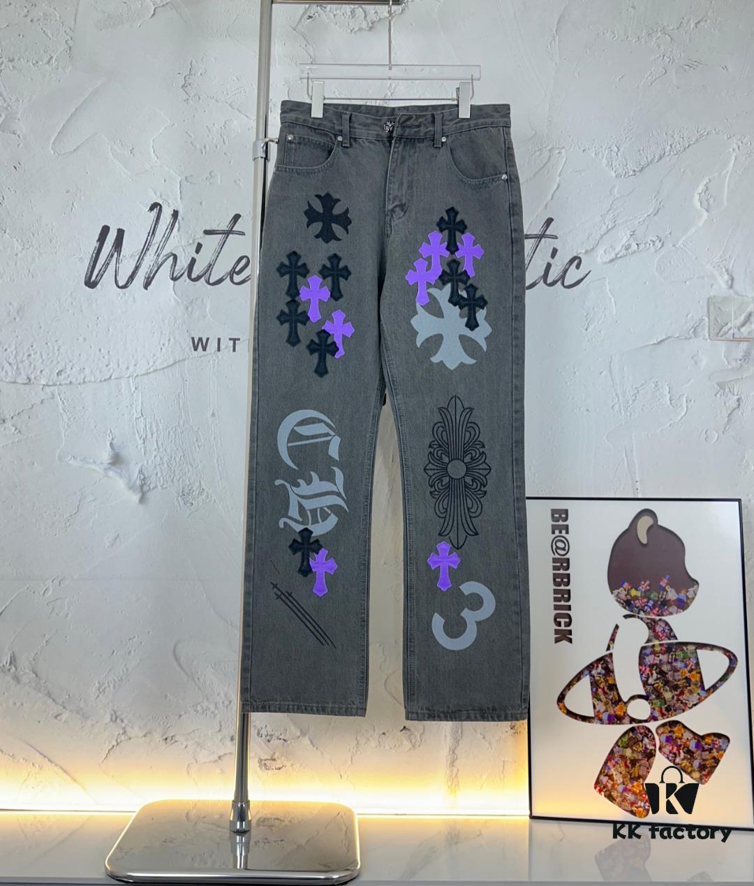 6931a3e5ccd8ab3d7af98269 Chrome Hearts Official Exclusive Graffiti Painted Purple Bull Denim Jeans