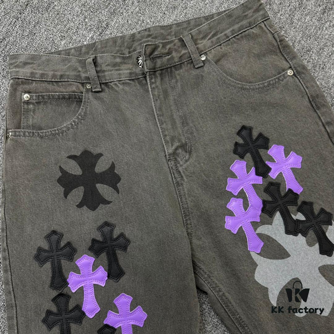 6931a3e5ccd8ab3d7af9826b Chrome Hearts Official Exclusive Graffiti Painted Purple Bull Denim Jeans