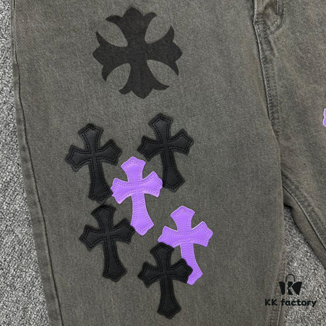 6931a3e5ccd8ab3d7af9826d Chrome Hearts Official Exclusive Graffiti Painted Purple Bull Denim Jeans