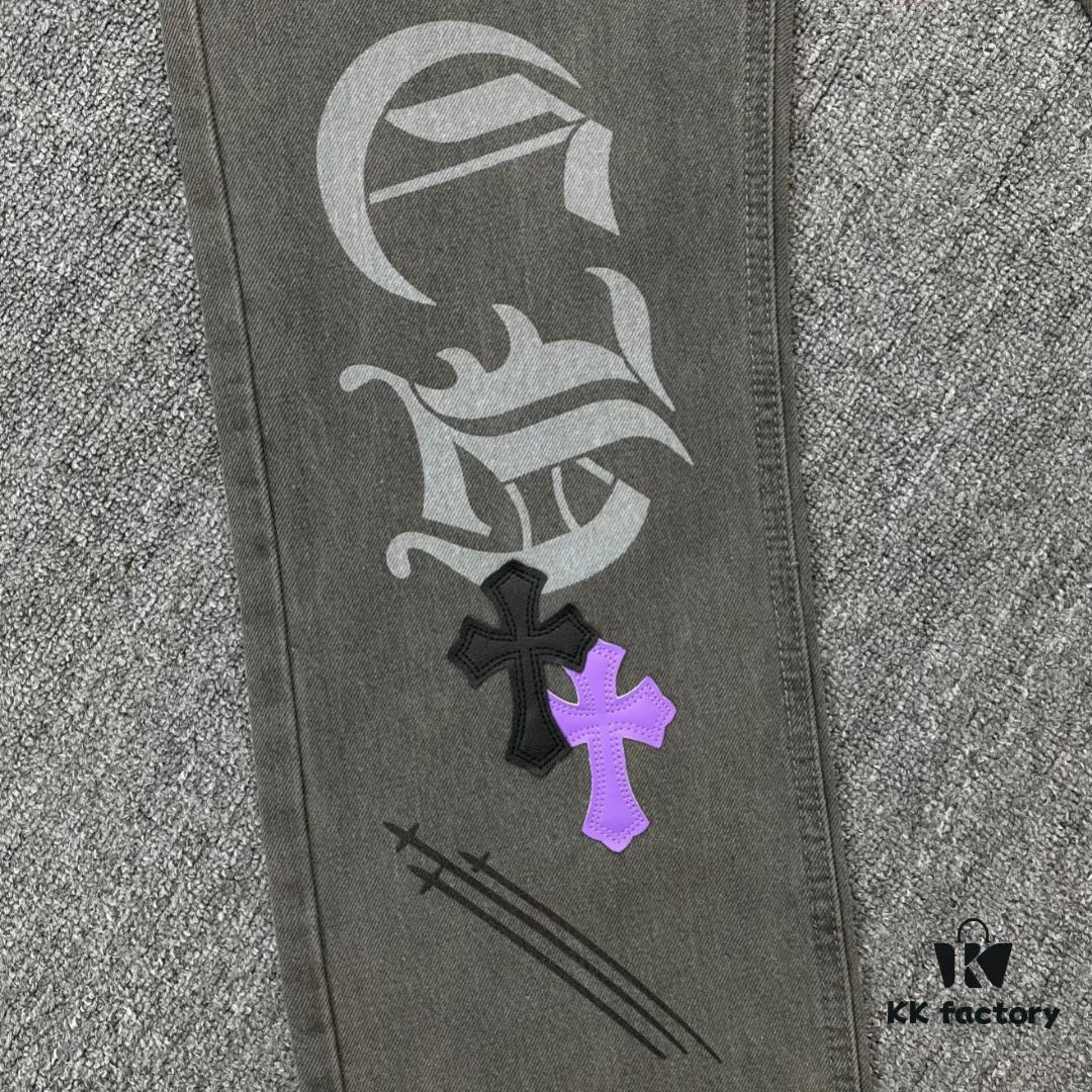 6931a3e5ccd8ab3d7af9826e Chrome Hearts Official Exclusive Graffiti Painted Purple Bull Denim Jeans