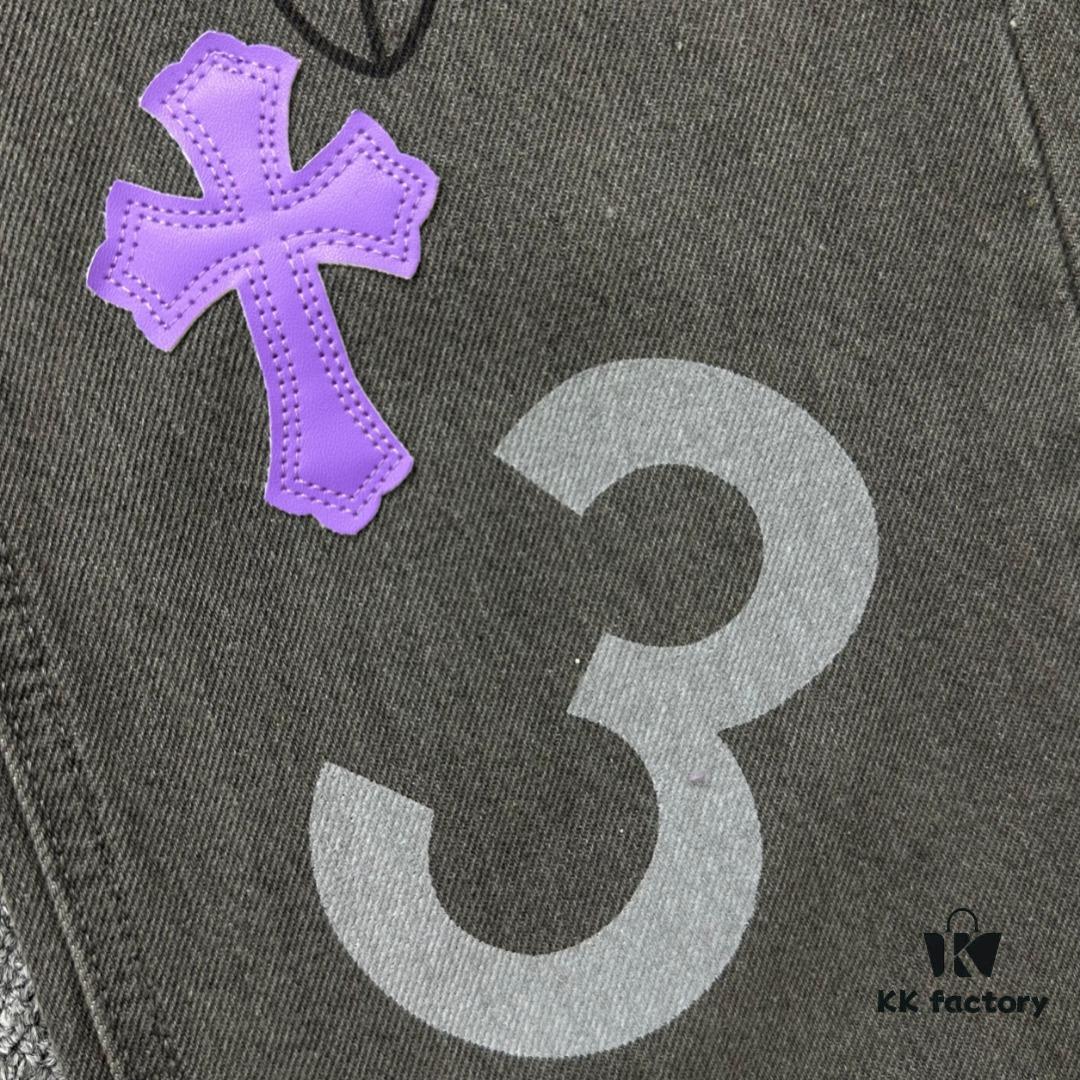 6931a3e5ccd8ab3d7af9826f Chrome Hearts Official Exclusive Graffiti Painted Purple Bull Denim Jeans