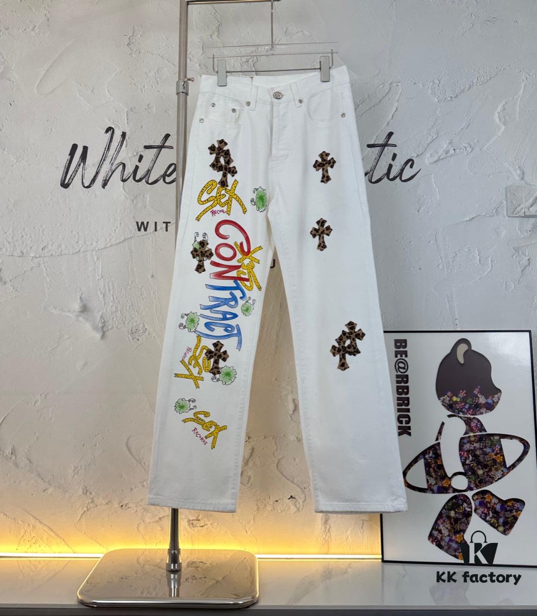 6931a3e6ccd8ab3d7af9827b Chrome Hearts & CH Mattyboy Graffiti Painted Leopard Print Jeans