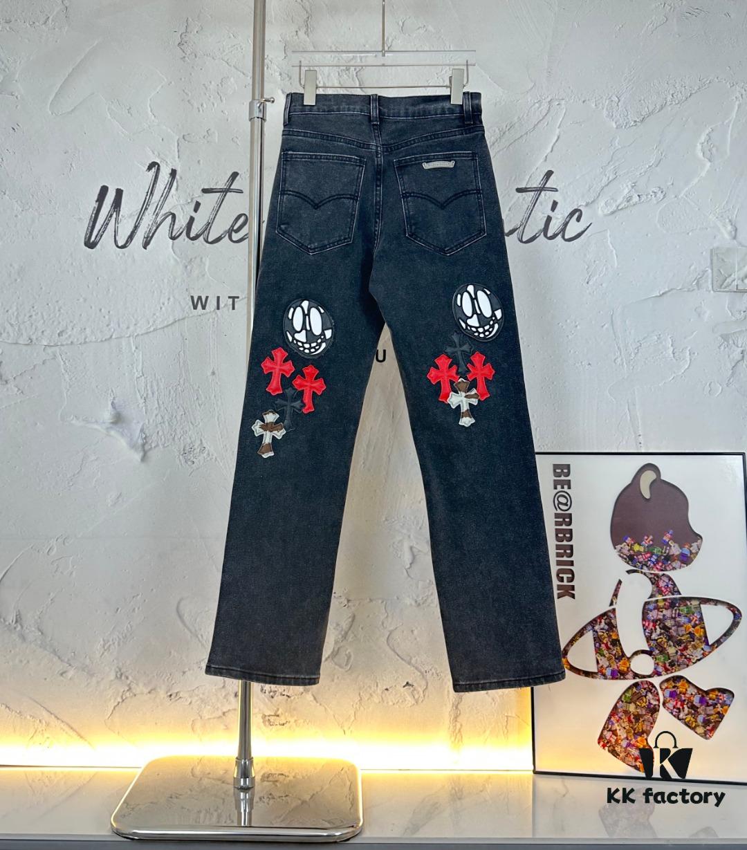 6931a3e7ccd8ab3d7af9828e Chrome Hearts & Klutch Face Skull Patchwork Denim Jeans