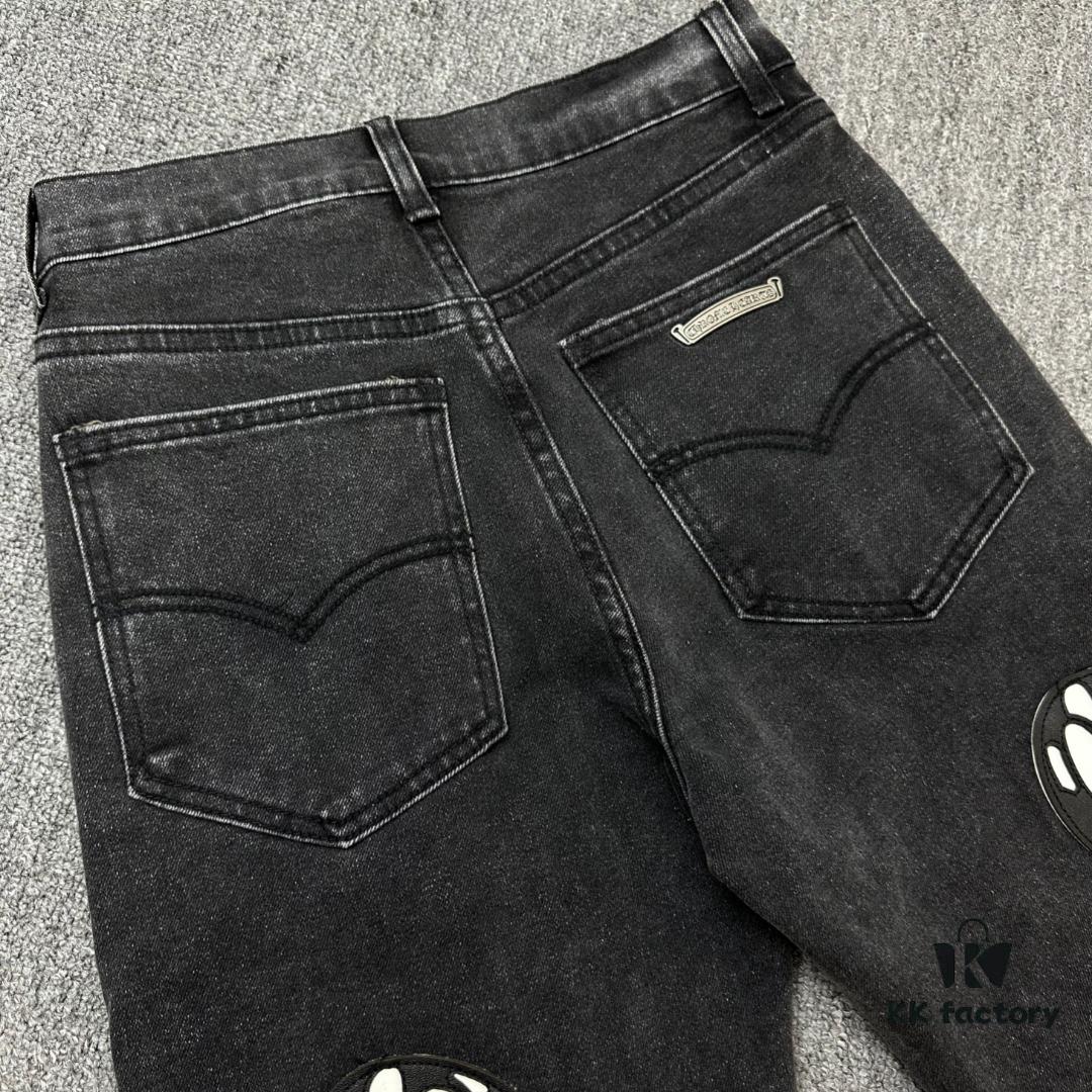 6931a3e7ccd8ab3d7af98291 Chrome Hearts & Klutch Face Skull Patchwork Denim Jeans