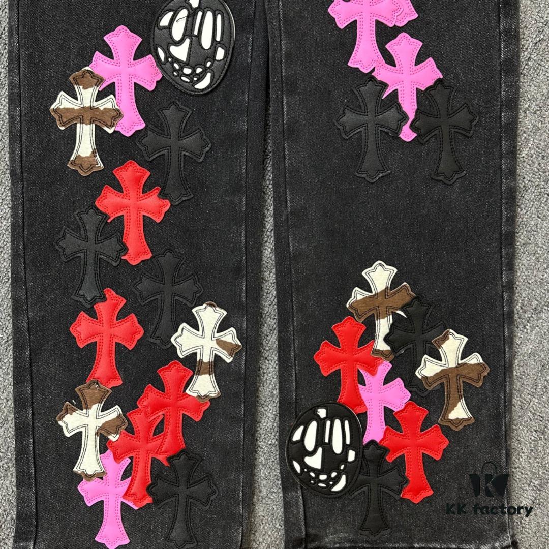 6931a3e7ccd8ab3d7af98294 Chrome Hearts & Klutch Face Skull Patchwork Denim Jeans