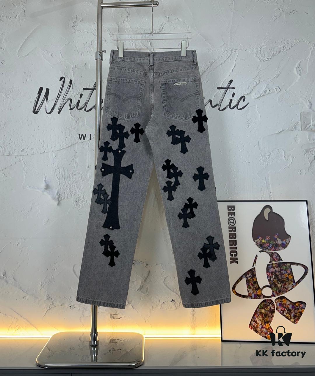 Chrome Hearts & CH Metal Cross New King Cow Denim Jeans
