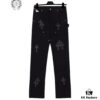 6931a3eaccd8ab3d7af982cc Chrome Hearts CH Cross Embellished Patchwork Leather Logging Jeans