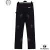 6931a3eaccd8ab3d7af982cd Chrome Hearts CH Cross Embellished Patchwork Leather Logging Jeans