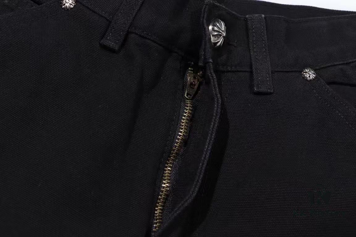 6931a3ebccd8ab3d7af982cf Chrome Hearts CH Cross Embellished Patchwork Leather Logging Jeans