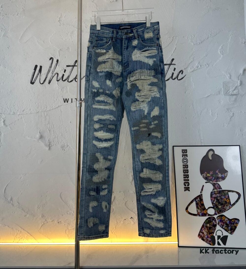 6931a3ecccd8ab3d7af982e7 Chrome Hearts & Klutch CH Blue Washed Destroyed Patch Denim Jeans