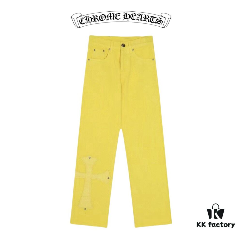 6931a3ecccd8ab3d7af982f0 Chrome Hearts CH New York Limited Yellow Dopamine Denim Jeans Unisex Streetwear