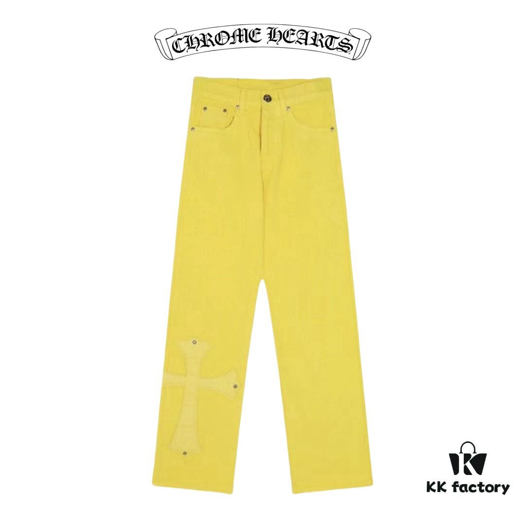 6931a3ecccd8ab3d7af982f0 Chrome Hearts CH New York Limited Yellow Dopamine Denim Jeans Unisex Streetwear