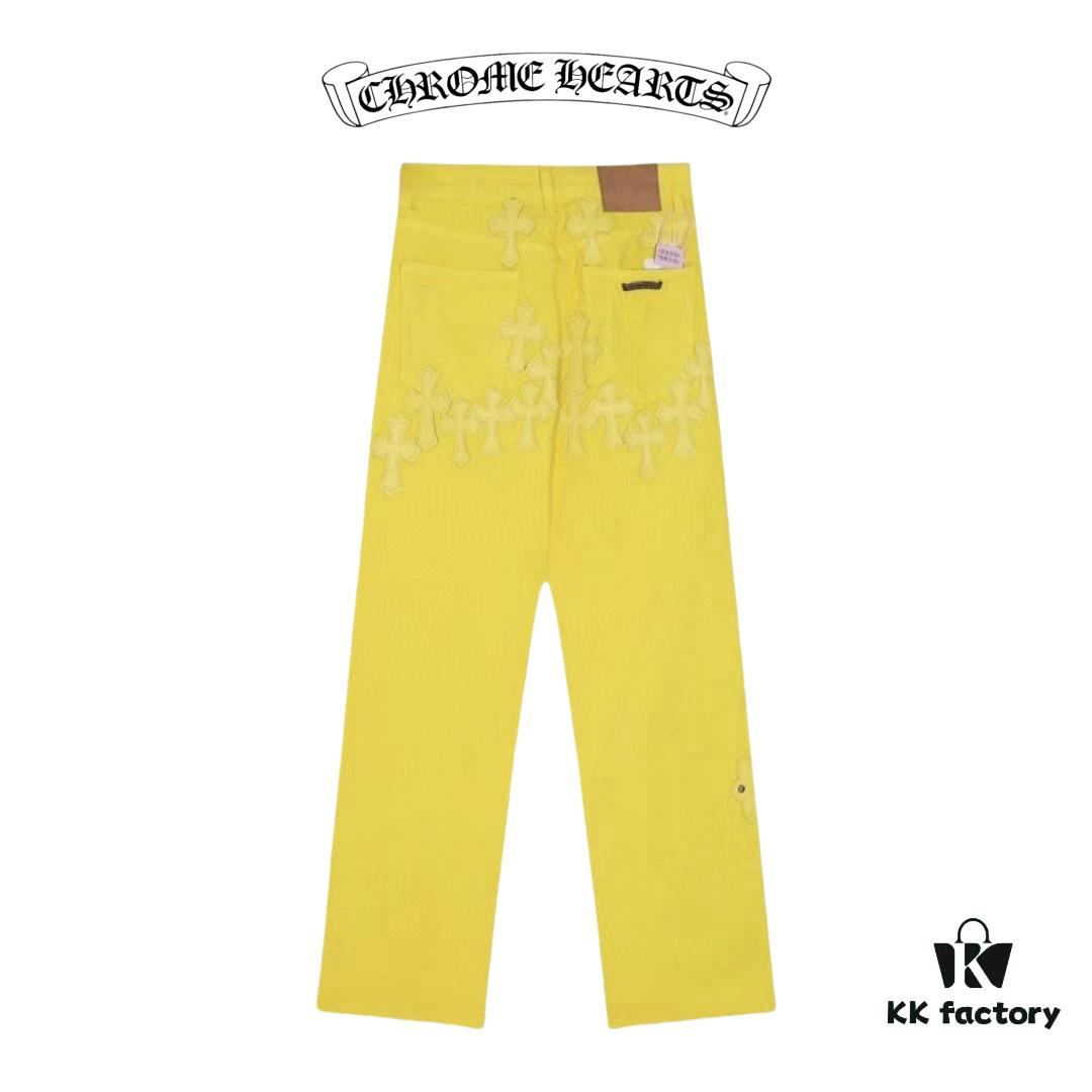 6931a3ecccd8ab3d7af982f1 Chrome Hearts CH New York Limited Yellow Dopamine Denim Jeans Unisex Streetwear
