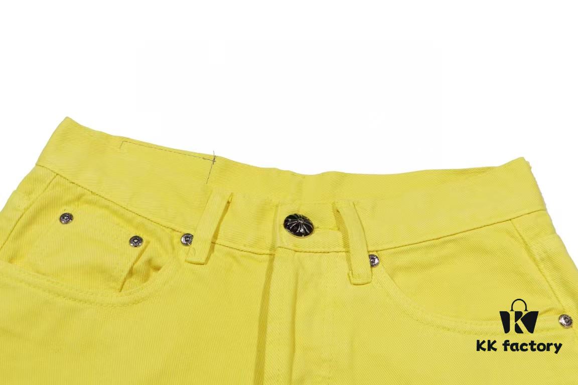6931a3ecccd8ab3d7af982f2 Chrome Hearts CH New York Limited Yellow Dopamine Denim Jeans Unisex Streetwear