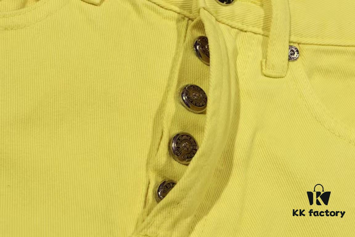 6931a3ecccd8ab3d7af982f3 Chrome Hearts CH New York Limited Yellow Dopamine Denim Jeans Unisex Streetwear